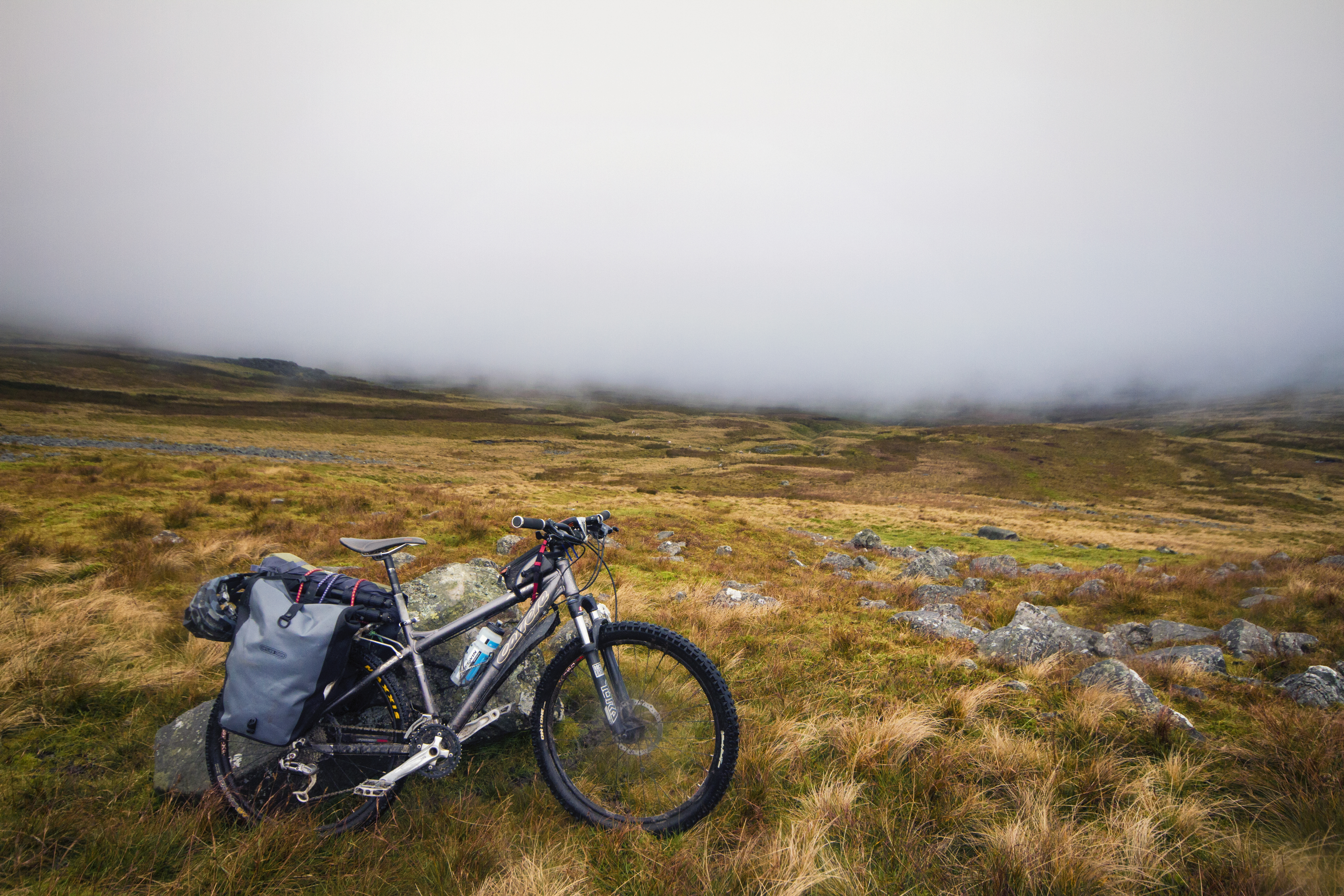 Mountain biking on the trail to Greg's Hut, Cross Fell