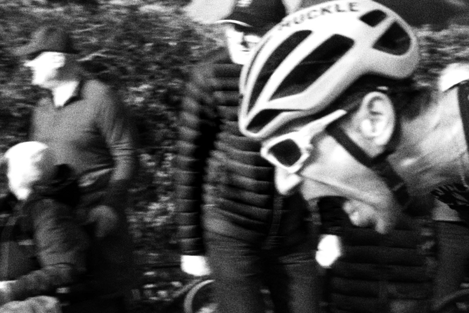Cyclists in a road race, motion blur